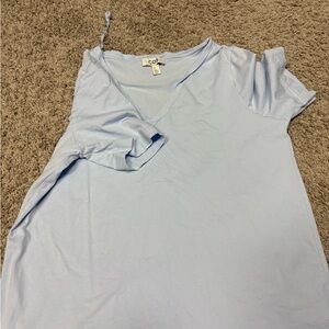 Co Women's Light Blue V-Neck Top